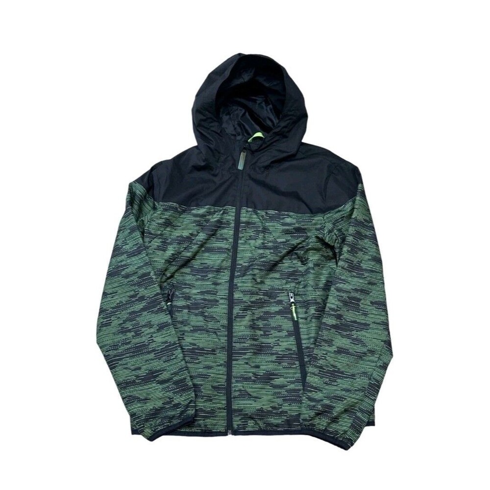 Champion Women’s Matrix Green Black Colorblock Hooded Windbreaker Jacket‎ Size L